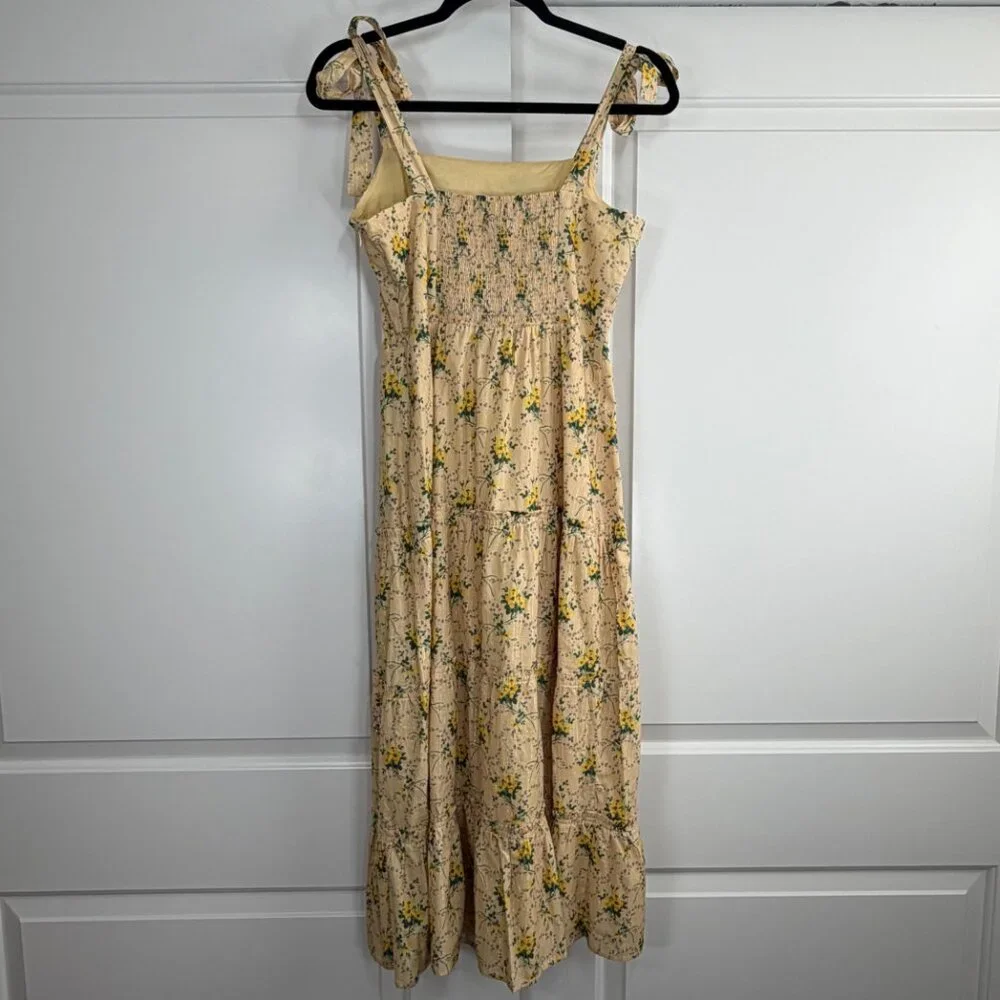 Revolve Paige Tamika Yellow Floral Tie Strap Midi Dress Size Small - Picture 6 of 15